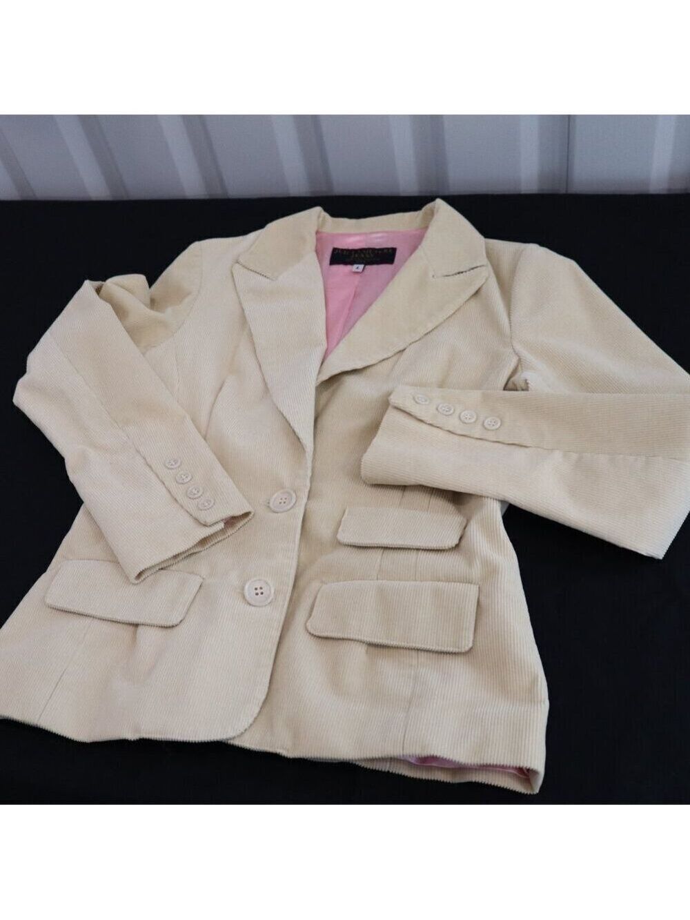 Juicy Couture Vintage Y2K Corduroy Blazer Cream Two Button Size Lg Made in USA - Picture 6 of 9